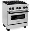 imageZLINE Autograph Edition 30 in 40 cu ft Legacy Dual Fuel Range with 4 Burner Gas Cooktop and Electric Convection Oven in Stainless Steel and Matte Black Accents RAZ30MB