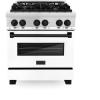imageZLINE Autograph Edition 30 in 40 cu ft Legacy Dual Fuel Range with 4 Burner Gas Cooktop and Electric Convection Oven in Stainless Steel with White Matte Door and Matte Black Accents RAZWM30MB