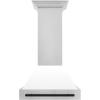 imageZLINE Autograph Edition 30 in Satin Stainless Steel Wall Mount Range Hood with White Matte Shell and Matte Black Handle 8654SNZWM30MB