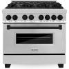 imageZLINE Autograph Edition 36 in 46 cu ft Legacy Dual Fuel Range with 6 Burner Gas Cooktop and Electric Convection Oven in Stainless Steel and Matte Black Accents RAZ36MB