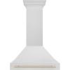 imageZLINE Autograph Edition 36 in Satin Stainless Steel Wall Mount Range Hood with Polished Gold Handle 8654SNZ36G