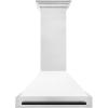imageZLINE Autograph Edition 36 in Satin Stainless Steel Wall Mount Range Hood with White Matte Shell and Matte Black Handle 8654SNZWM36MB