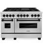 imageZLINE Autograph Edition 48 in 60 cu ft Legacy Dual Fuel Range with 7 Burner Gas Cooktop and 2 Electric Ovens in Stainless Steel and Matte Black Accents RAZ48MB