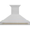 imageZLINE Autograph Edition 48 in Satin Stainless Steel Wall Mount Range Hood with Champagne Bronze Handle 8654SNZ48CB