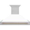imageZLINE Autograph Edition 48 in Satin Stainless Steel Wall Mount Range Hood with White Matte Shell and Champagne Bronze Handle 8654SNZWM48CB