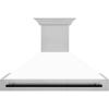 imageZLINE Autograph Edition 48 in Satin Stainless Steel Wall Mount Range Hood with White Matte Shell and Matte Black Handle 8654SNZWM48MB