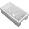 imageZLine Venice 30quot Matte White Single Bowl Reversible Fireclay Farmhouse Sink w Bottom Grid