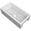 imageZLine Venice 33quot White Single Bowl Reversible Fireclay Farmhouse Sink w Grid