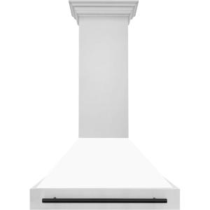 image36quot ZLINE Autograph Edition Stainless Steel Range Hood with White Matte Shell and Matte Black Handle 8654STZWM36MB