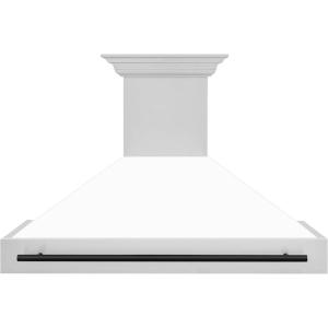 image48quot ZLINE Autograph Edition Stainless Steel Range Hood with White Matte Shell and Matte Black Handle 8654STZWM48MB