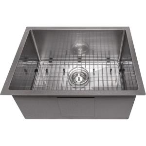 imageZLINE 23 in Meribel Undermount Single Bowl Satin Stainless Steel Kitchen Sink with Bottom Grid SRS23S