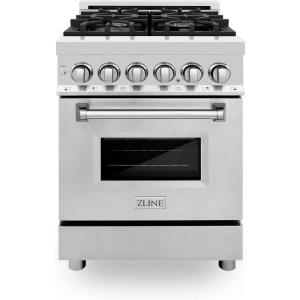 imageZLINE 24 in 28 cu ft Legacy Dual Fuel Range with 4 Burner Gas Cooktop and Electric Convection Oven in Stainless Steel RA24