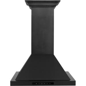 imageZLINE 24 in Convertible Vent Wall Mount Range Hood in Black Stainless Steel with Crown Molding BSKBNCRN24