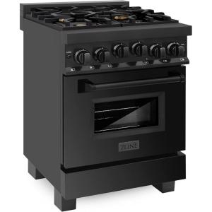 imageZLINE 24quot 28 cu ft Range with Gas Stove and Gas Oven in Black Stainless Steel RGB24