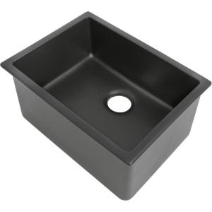 imageZLINE 24quot Rome Dual Mount Single Bowl Fireclay Kitchen Sink with Bottom Grid in Charcoal FRC5123CL24
