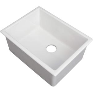 imageZLINE 24quot Rome Dual Mount Single Bowl Fireclay Kitchen Sink with Bottom Grid in White Gloss FRC5123WH24