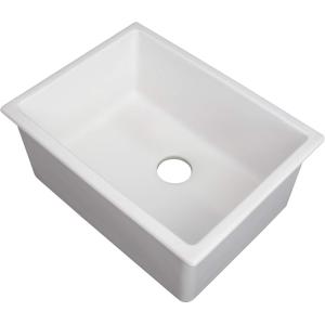 imageZLINE 24quot Rome Dual Mount Single Bowl Fireclay Kitchen Sink with Bottom Grid in White Matte FRC5123WM24