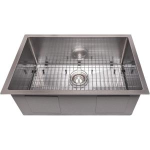 imageZLINE 27 in Meribel Undermount Single Bowl Satin Stainless Steel Kitchen Sink with Bottom Grid SRS27S