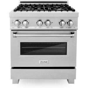imageZLINE 30 in 40 cu ft Legacy Dual Fuel Range with 4 Burner Gas Cooktop and Electric Convection Oven in Satin Stainless Steel RASSN30
