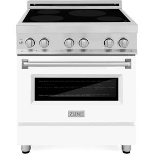 imageZLINE 30 in 40 cu ft Legacy Induction Range with 4 Element Cooktop and Electric Oven in Stainless Steel and White Matte Door RAINDWM30