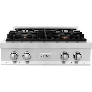 imageZLINE 30 in Legacy Gas Rangetop with 4 Brass Burners and Porcelain Cooktop in Stainless Steel RTBR30