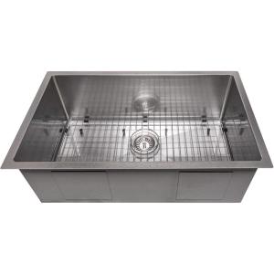 imageZLINE 30 in Meribel Undermount Single Bowl Satin Stainless Steel Kitchen Sink with Bottom Grid SRS30S
