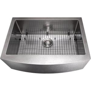 imageZLINE 30 in Zermatt Farmhouse Apron Mount Single Bowl Satin Stainless Steel Kitchen Sink with Bottom Grid SAS30S