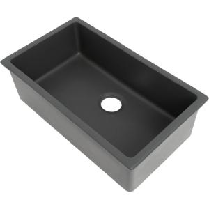 imageZLINE 30quot Rome Dual Mount Single Bowl Fireclay Kitchen Sink with Bottom Grid in Charcoal FRC5124CL30