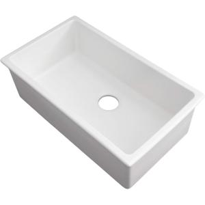 imageZLINE 30quot Rome Dual Mount Single Bowl Fireclay Kitchen Sink with Bottom Grid in White Matte FRC5124WM30