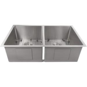 imageZLINE 33 in Anton Undermount Double Bowl Stainless Steel Kitchen Sink with Bottom Grid SR50D33