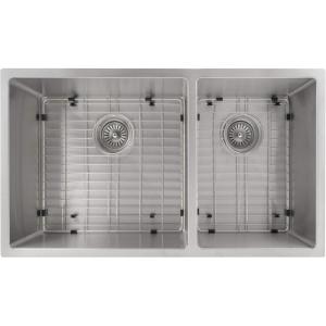 imageZLINE 33 in Chamonix Undermount Double Bowl Stainless Steel Kitchen Sink with Bottom Grid SR60D33