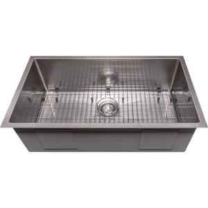 imageZLINE 33 in Meribel Undermount Single Bowl Satin Stainless Steel Kitchen Sink with Bottom Grid SRS33S
