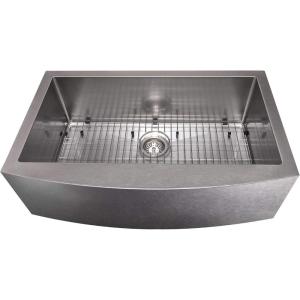 imageZLINE 33 in Vail Farmhouse Apron Mount Single Bowl Satin Stainless Steel Kitchen Sink with Bottom Grid SAS33S