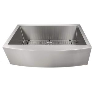 imageZLINE 33 in Vail Farmhouse Apron Mount Single Bowl Stainless Steel Kitchen Sink with Bottom Grid SAS33