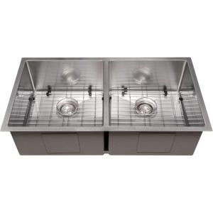 imageZLINE 36 in Anton Undermount Double Bowl Satin Stainless Steel Kitchen Sink with Bottom Grid SR50D36S