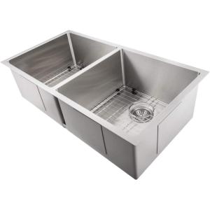 imageZLINE 36 in Anton Undermount Double Bowl Stainless Steel Kitchen Sink with Bottom Grid SR50D36