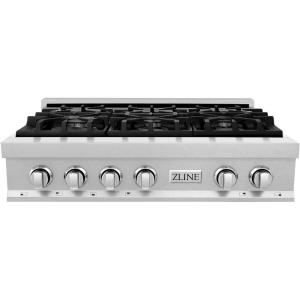 imageZLINE 36 in Legacy Gas Rangetop with 6 Burners and Porcelain Cooktop in Satin Stainless Steel RTS36