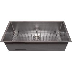 imageZLINE 36 in Meribel Undermount Single Bowl Satin Stainless Steel Kitchen Sink with Bottom Grid SRS36S