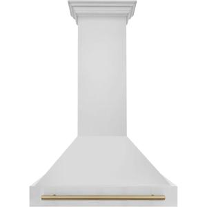 imageZLINE 36quot Autograph Edition Stainless Steel Range Hood with Stainless Steel Shell and Champagne Bronze Handle 8654STZ36CB