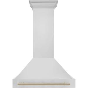 imageZLINE 36quot Autograph Edition Stainless Steel Range Hood with Stainless Steel Shell and Polished Gold Handle