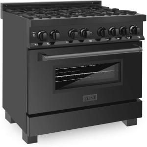imageZLINE 36quot Black Stainless 46 cuft 6 Gas BurnerElectric Oven Range RAB36