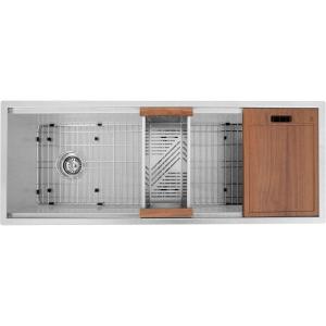 imageZLINE 45 in Garmisch Undermount Single Bowl Satin Stainless Steel Kitchen Sink with Bottom Grid and Accessories SLS45S
