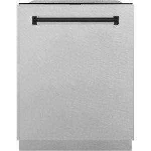 imageZLINE Autograph Edition 24 in Monument Series 3rd Rack Top Control BuiltIn Tall Tub Dishwasher with Satin Stainless Steel Panel and Matte Black Handle 45dBa DWMTZSN24MB