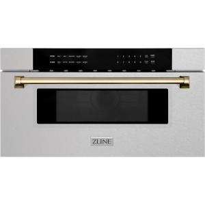 imageZLINE Autograph Edition 30 in 12 cu ft BuiltIn Microwave Drawer in Satin Stainless Steel with Champagne Bronze Accents MWDZ30SSCB