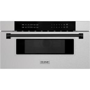 imageZLINE Autograph Edition 30 in 12 cu ft BuiltIn Microwave Drawer in Satin Stainless Steel with Matte Black Accents MWDZ30SSMB