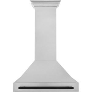 imageZLINE Autograph Edition 36 in Satin Stainless Steel Wall Mount Range Hood with Matte Black Handle 8654SNZ36MB