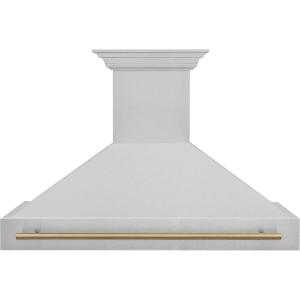 imageZLINE Autograph Edition 48 in Satin Stainless Steel Wall Mount Range Hood with Champagne Bronze Handle 8654SNZ48CB