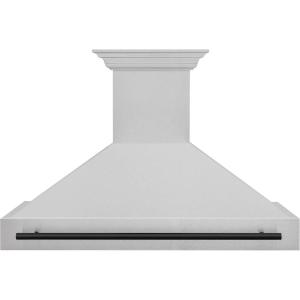 imageZLINE Autograph Edition 48 in Satin Stainless Steel Wall Mount Range Hood with Matte Black Handle 8654SNZ48MB