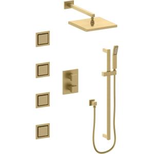 imageZLINE Autograph Edition Crystal Bay Thermostatic Shower System with Body Jets in Champagne Bronze CBYSHST3CB