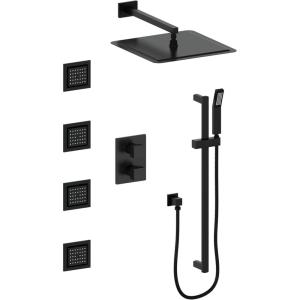 imageZLINE Autograph Edition Crystal Bay Thermostatic Shower System with Body Jets in Matte Black CBYSHST3MB